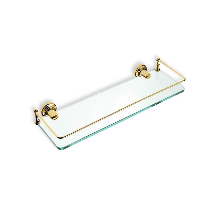 Glass Bathroom Shelf with Gold