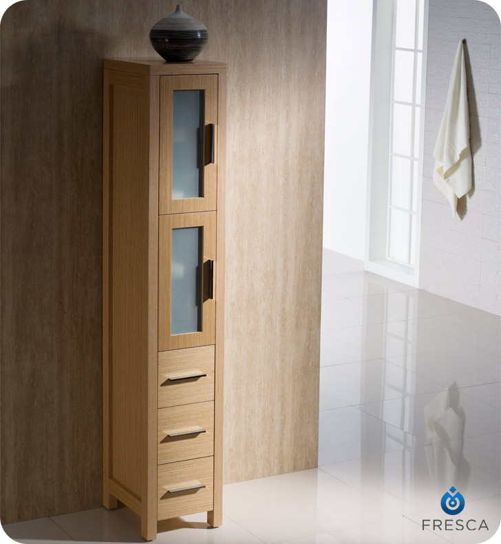 Oak Tall Bathroom Cabinet