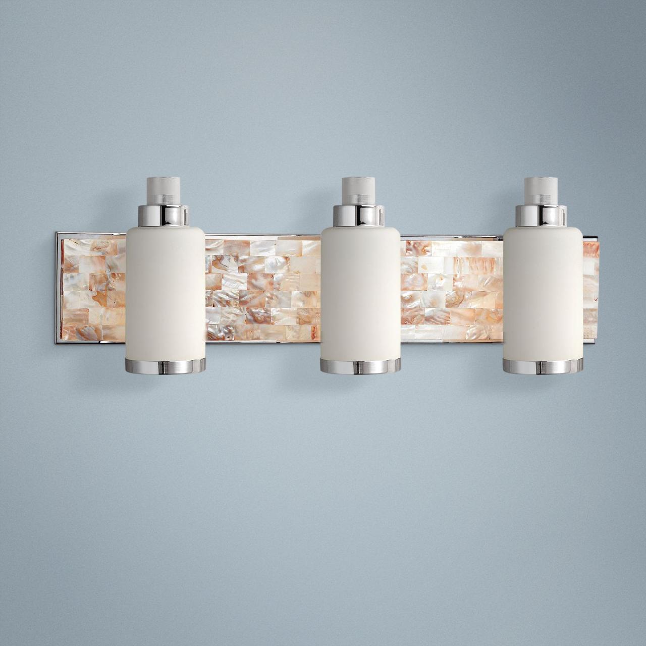 Vanity style bathroom beach coastal light lighting white mosaic 3n wht elk