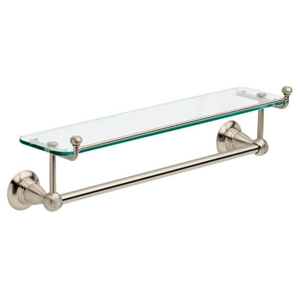 Bathroom Glass Shelf with Towel Bar Brushed Nickel