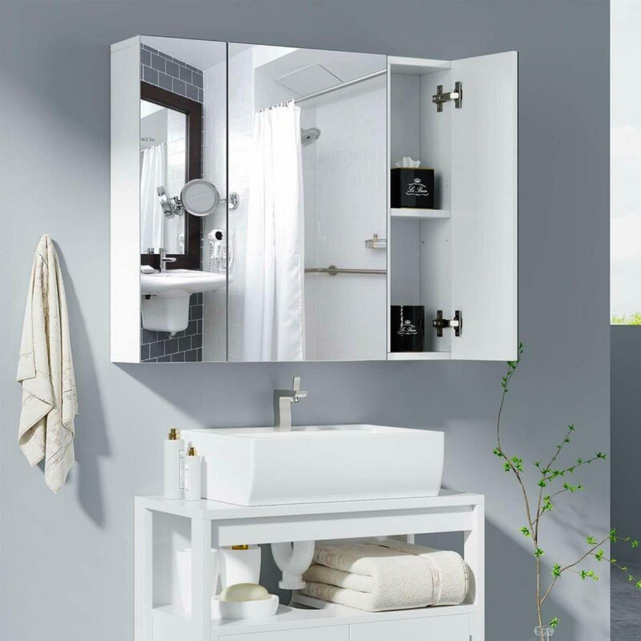 Mirrored Over the Sink Bathroom Storage Shelf Cabinet