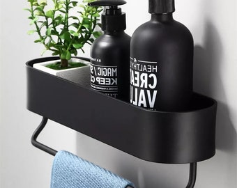 Narrow Black Bathroom Shelf