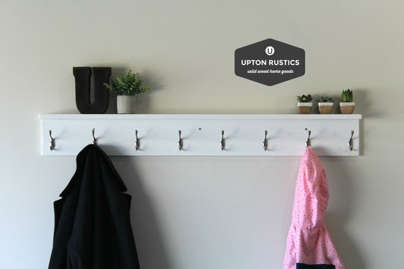 Bathroom Towel Rack with Shelf and Hooks
