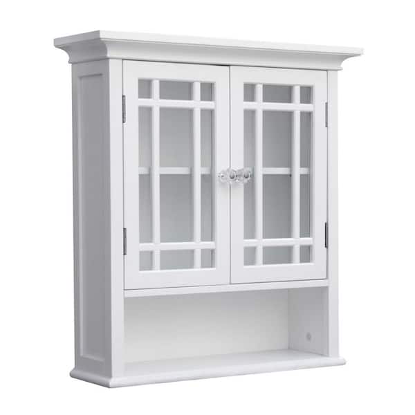 White Bathroom Cabinet With Glass Doors