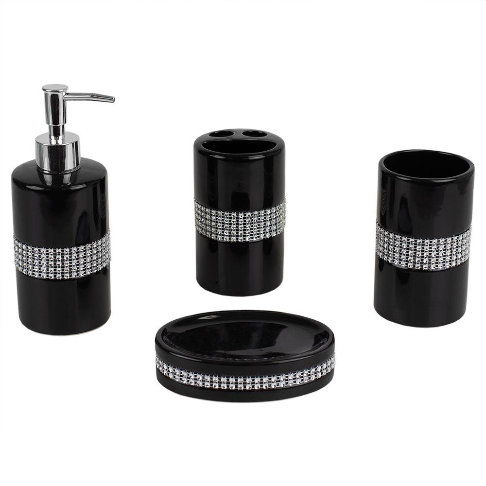 Black Bling Bathroom Accessories