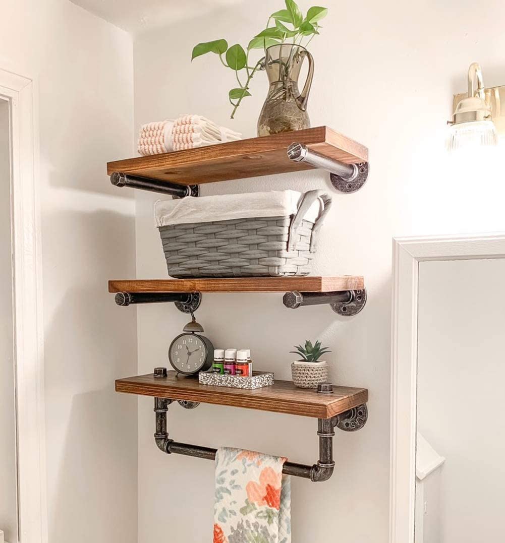 Bathroom Metal and Wood Shelf
