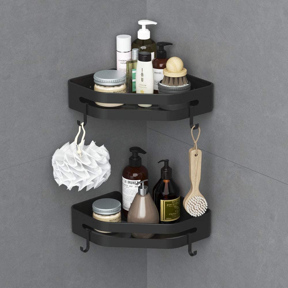 No Drill Bathroom Shelf Black