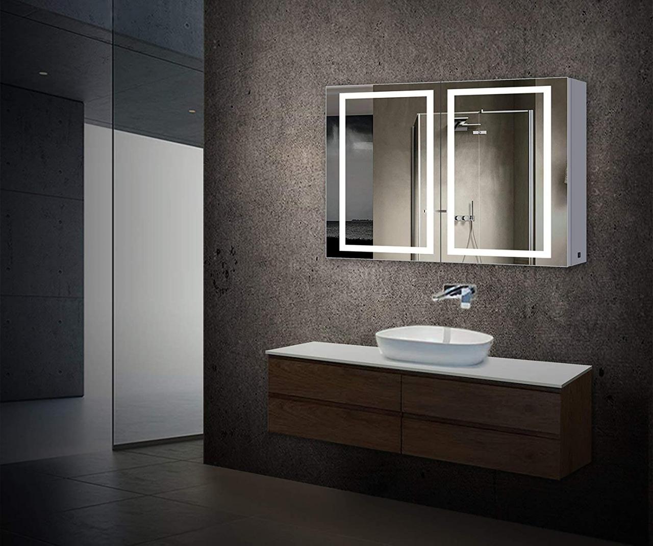 Photonic Illuminated Led Battery Bathroom Mirror Cabinet