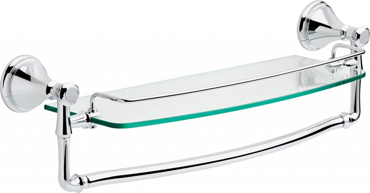 Chrome and Glass Bathroom Shelf with Towel Bar