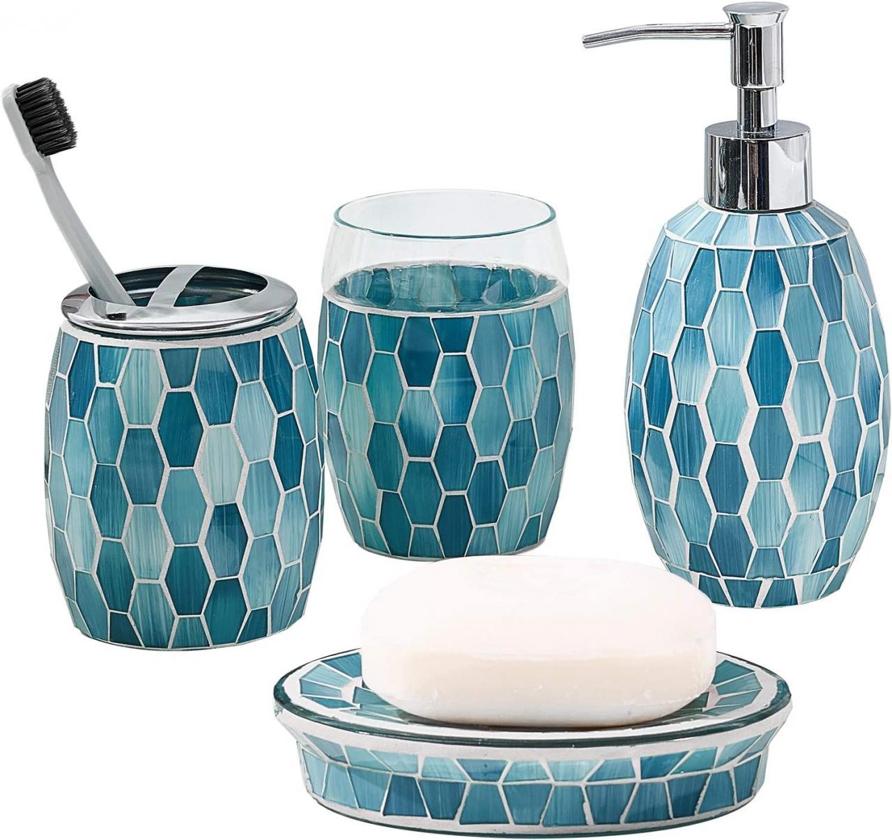 Bathroom Accessories Set Turquoise Semis Online