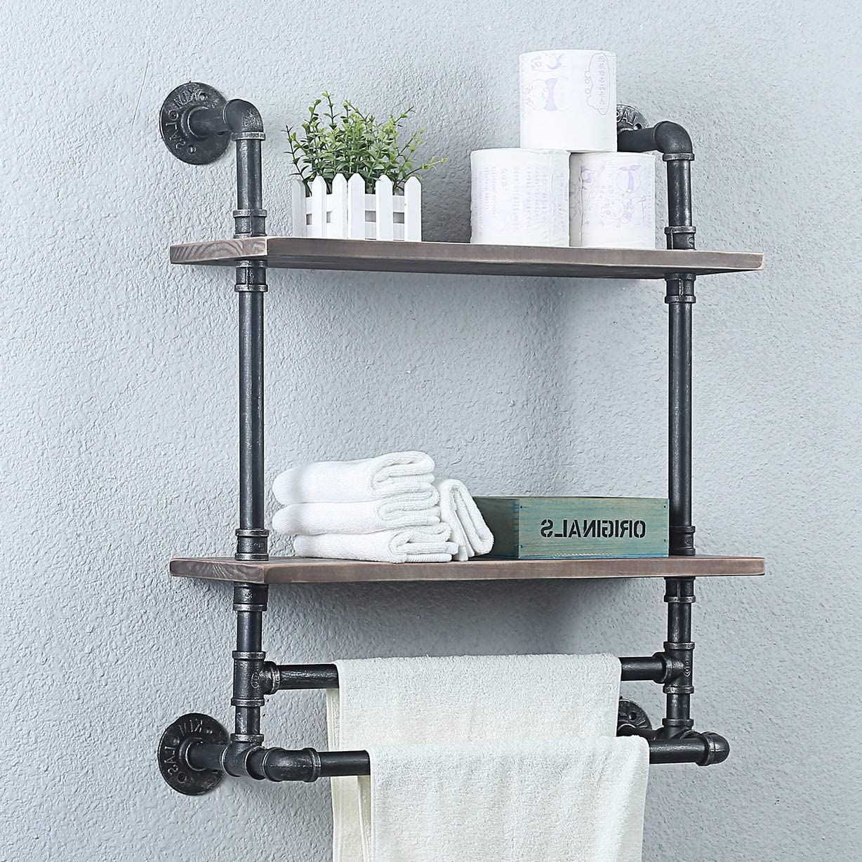 Metal Bathroom Shelf with Towel Bar