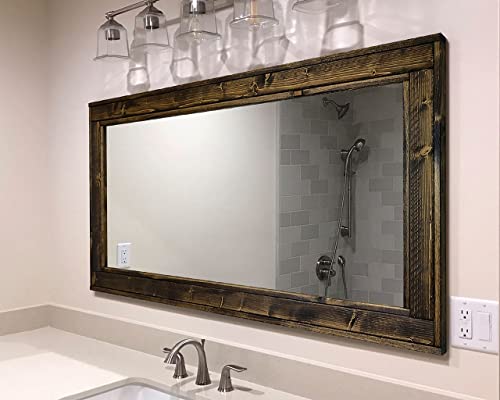 Dark Wood Framed Bathroom Mirrors