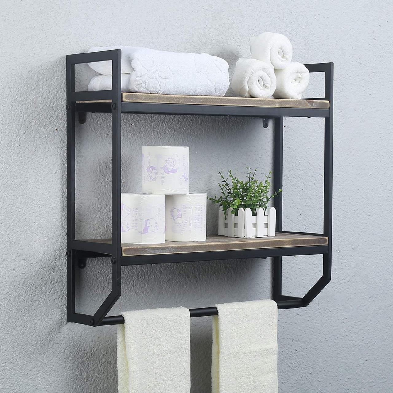 Rustic Metal Bathroom Shelf