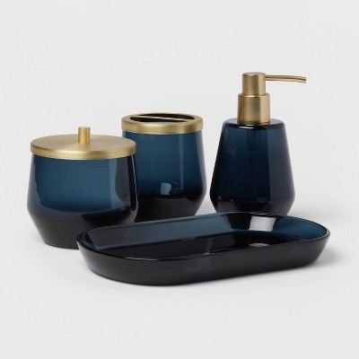 Navy Blue And Gold Bathroom Accessories