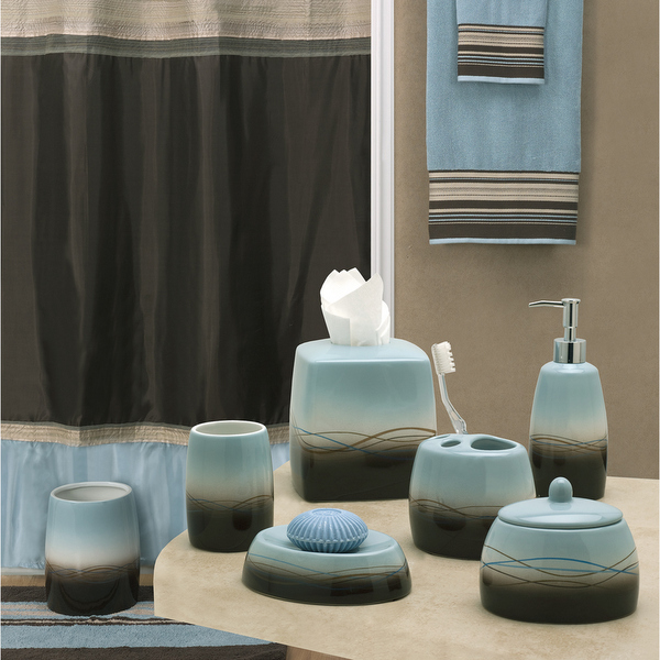 Blue And Brown Bathroom Accessories