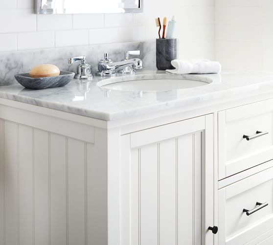 White Beadboard Bathroom Cabinet