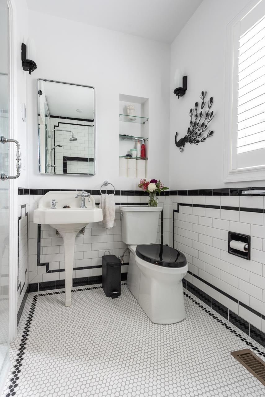 Vintage Black And White Bathroom Tile Semis Online