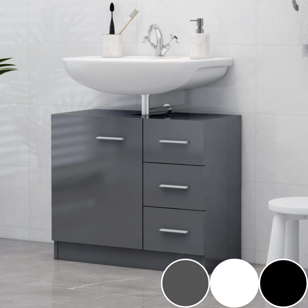 Bathroom Storage Cabinet Grey Gloss