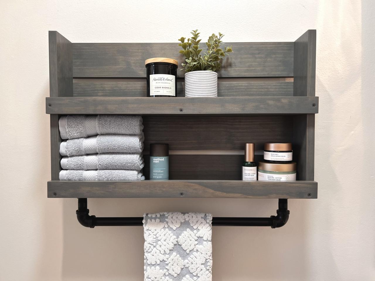 Bathroom Shelf with Pipe Towel Bar